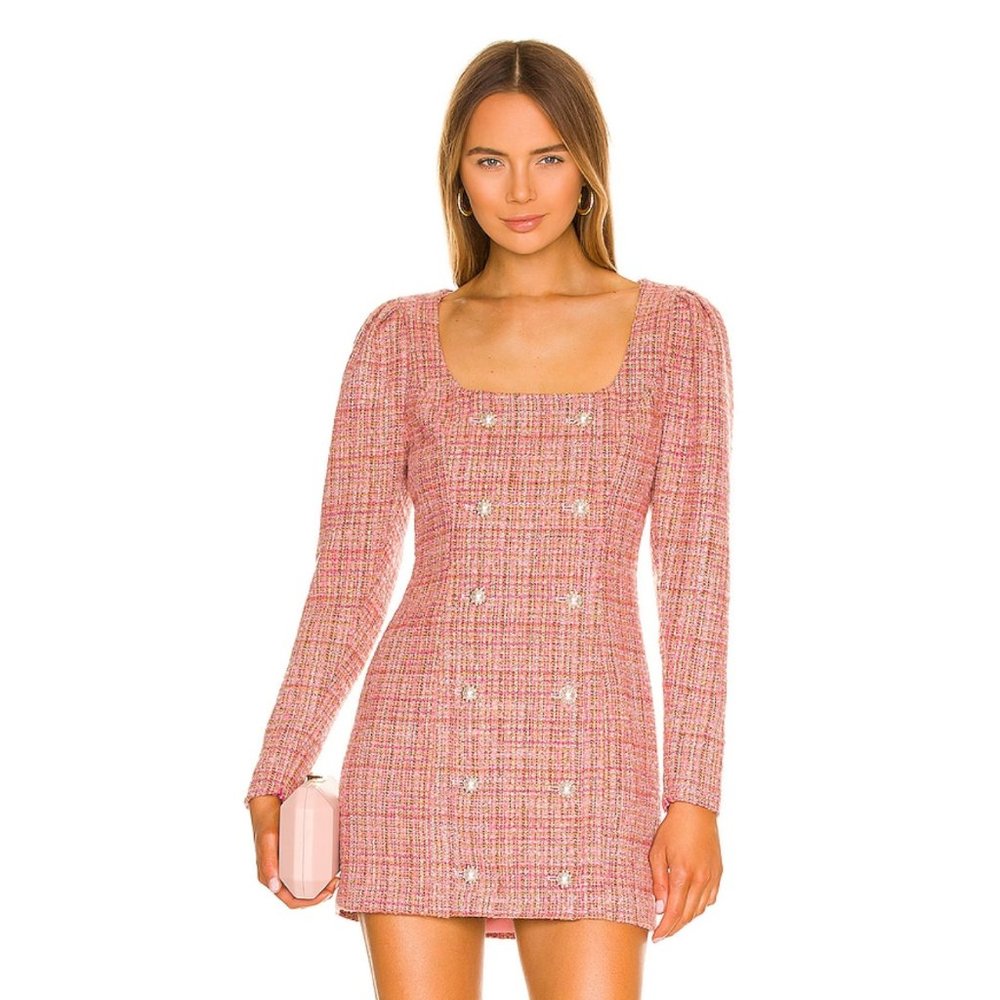 NWT Lovers + Friends Amira Mini Dress Pink S Tweed